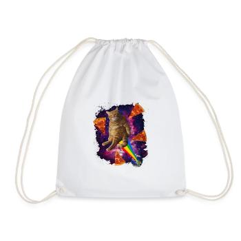 Space Cat Pizza Rainbow Mega Mix - Drawstring Bag - white - Front