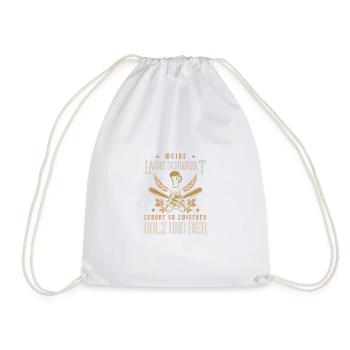 Wood and Beer Whimsy Chainsaw Woodsman - Drawstring Bag - white - Front