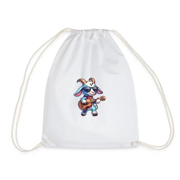 Chèvre jouant de la conception de bande de guitare - Sac de sport léger - blanc - Devant