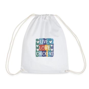 Live Love Chickens Live Love Chickens Farmer - Drawstring Bag - white - Front