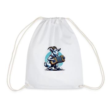 Goats Accordion Player Music Design - Drawstring Bag - white - Front