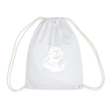 Sloth Baseball Player Silhouette - Drawstring Bag - white - Front