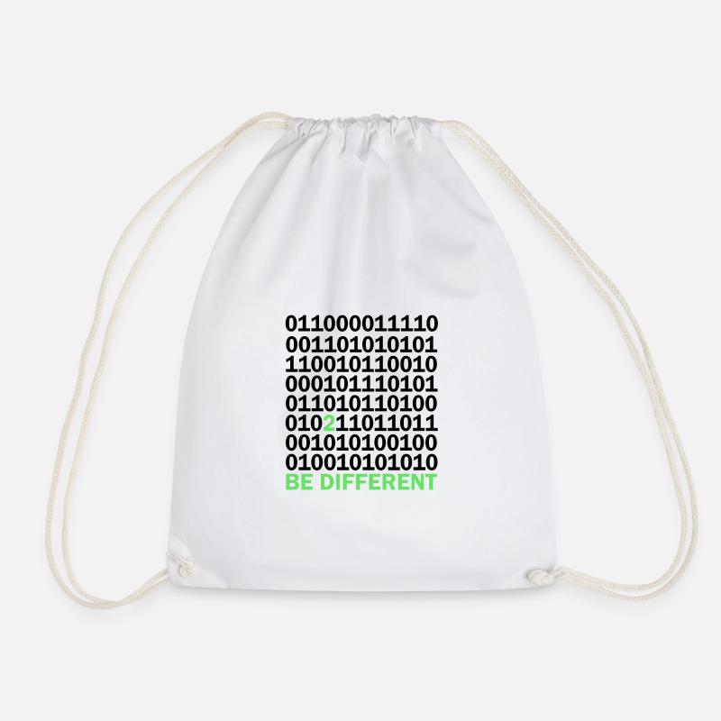 Be Different Binary Code Nerd Gift - Drawstring Bag - white