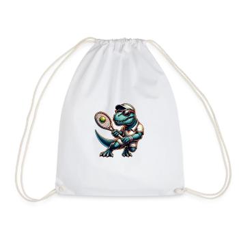 Dinosaur Tennis Player Dino Boy Sport - Drawstring Bag - white - Front