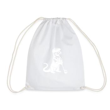 Funny Golf Otter Silhouette Golfer Sport - Drawstring Bag - white - Front