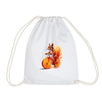 Squirrel Bicycle Headphones Orange Juice - Drawstring Bag - white - Front
