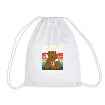 D’abord, j’ai besoin de mon café Funny Coffee Bear - Sac de sport léger - blanc - Devant