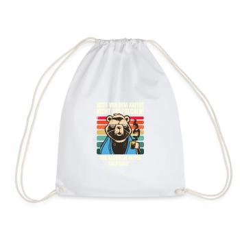 Funny Coffee Bear: Humor for everyday office life - Drawstring Bag - white - Front
