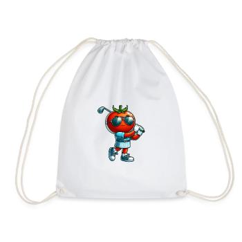 Funny Golf Tomato Cool Swing Vibes With - Drawstring Bag - white - Front