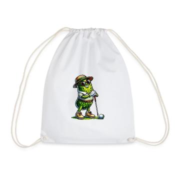 Funny Pickle Golf Player Design - Drawstring Bag - white - Front