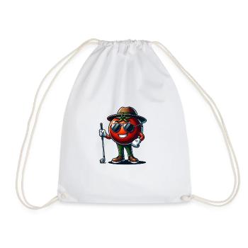 Funny golf tomato with sunglasses and - Drawstring Bag - white - Front