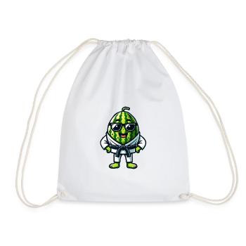 Karate Wassermelone mit Brille im Gi - Turnbeutel - Weiß - Vorne