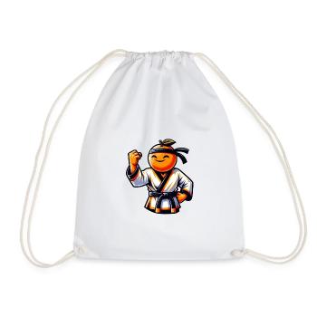 Funny Karate Motif In Orange For All - Drawstring Bag - white - Front
