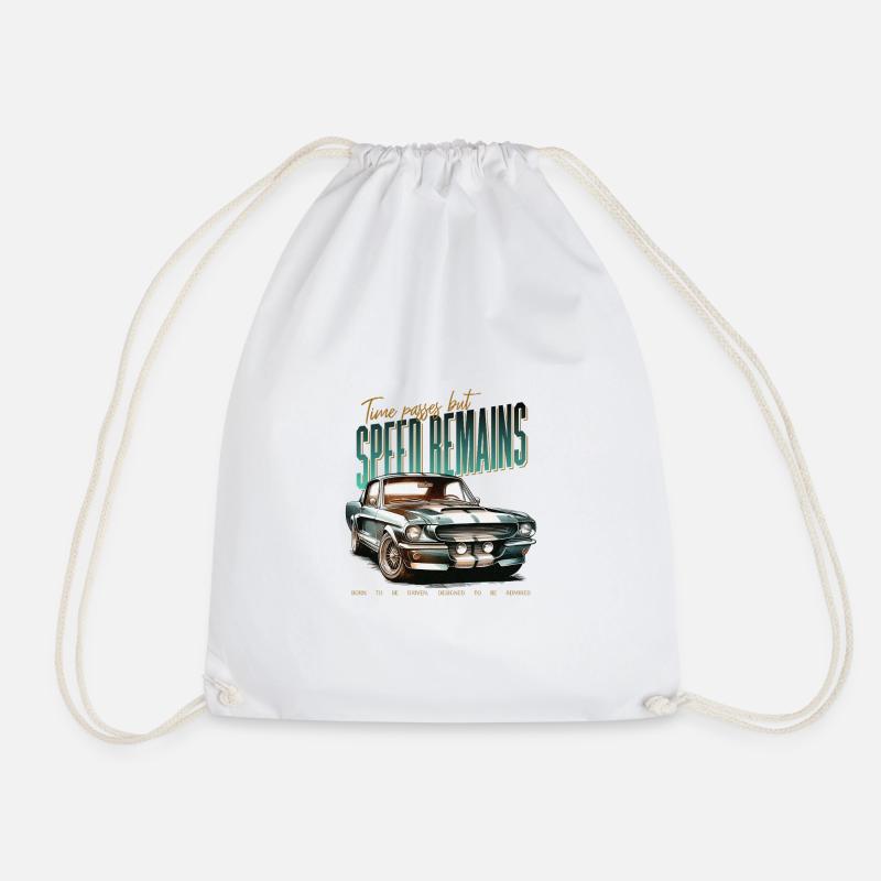 Vintage car t-shirt - Drawstring Bag - white