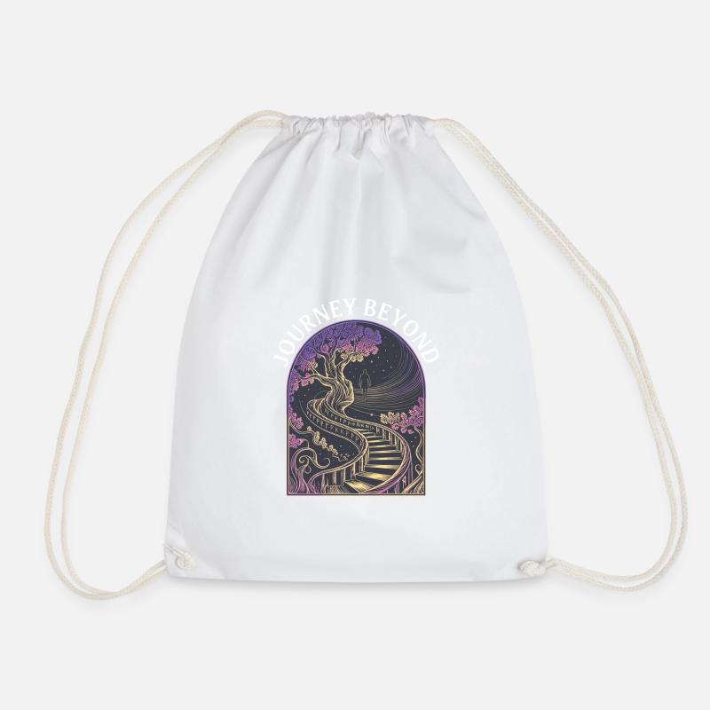 Journey Beyond Mystical Stairway - Drawstring Bag - white