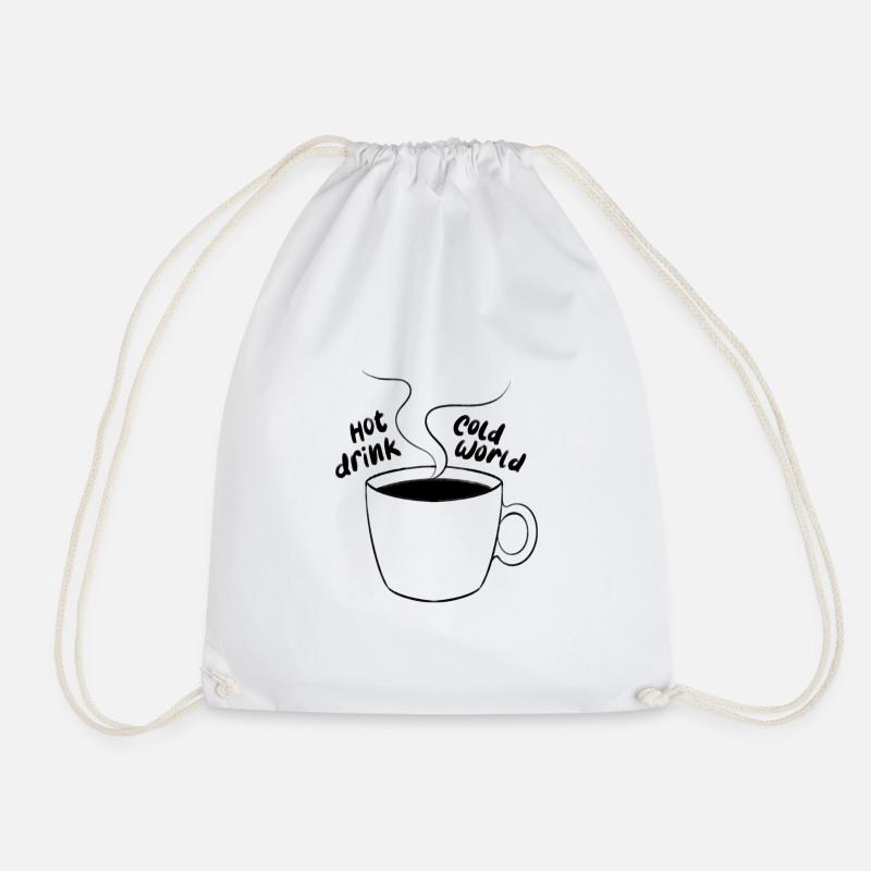Hot drink cold world - Drawstring Bag - white