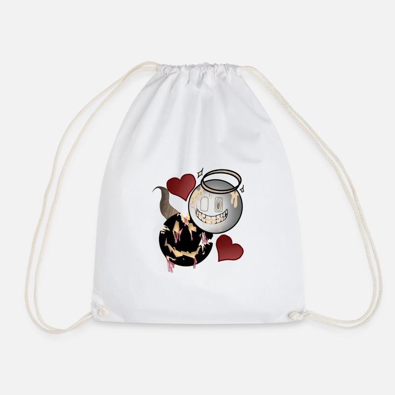 Angel and Devil Design - Drawstring Bag - white