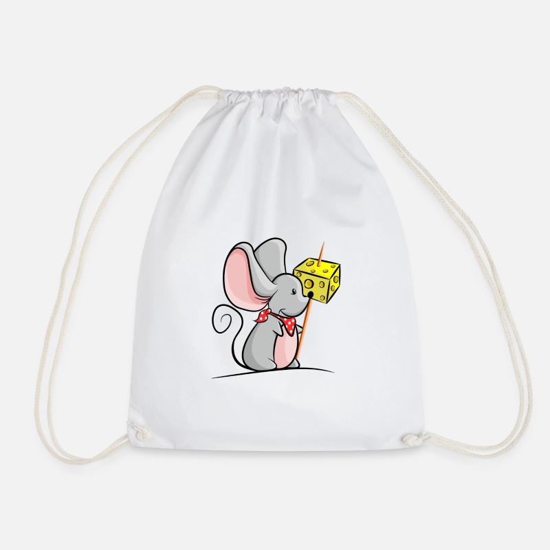 Mouse with cheese - Drawstring Bag - white