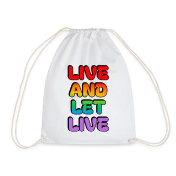Regenbogen Retro Leben und Leben lassen Typografie - Turnbeutel - Weiß - Vorne