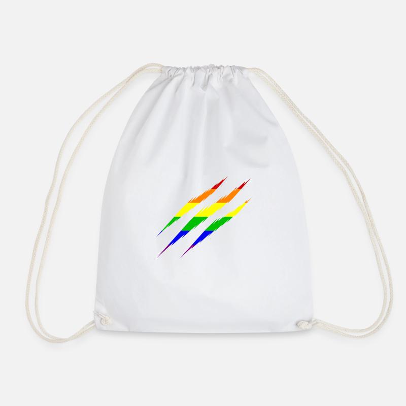 LGBT Rainbow scratches - Drawstring Bag - white