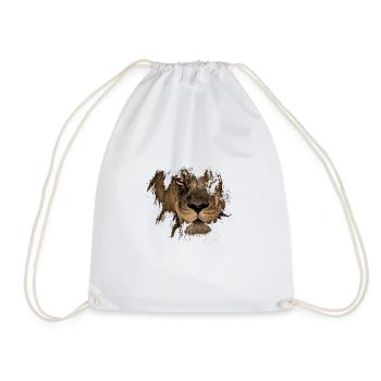 Leo Designs, Zodiac Signs, Lion - Drawstring Bag - white - Front