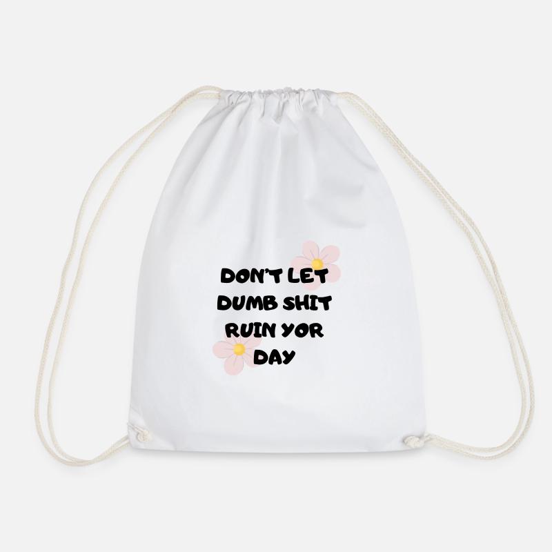 Pastel Blossoms Accent Handwriting - Drawstring Bag - white