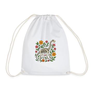 Squelette de Brachiosaurus avec des fleurs - Sac de sport léger - blanc - Devant