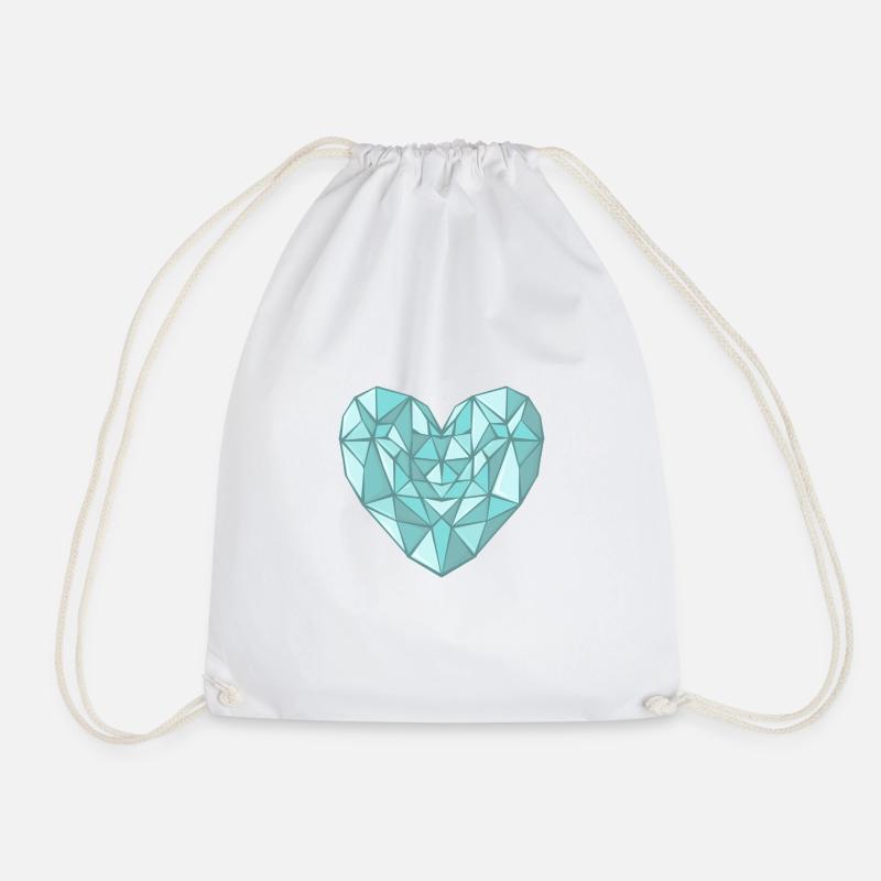 Diamond Heart - Drawstring Bag - white