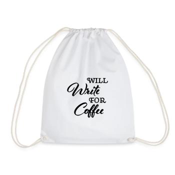 Will write for coffee - Drawstring Bag - white - Front