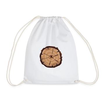 Wooden disc with annual rings - Drawstring Bag - white - Front