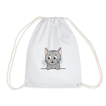 Cat tiger comic - Drawstring Bag - white - Front