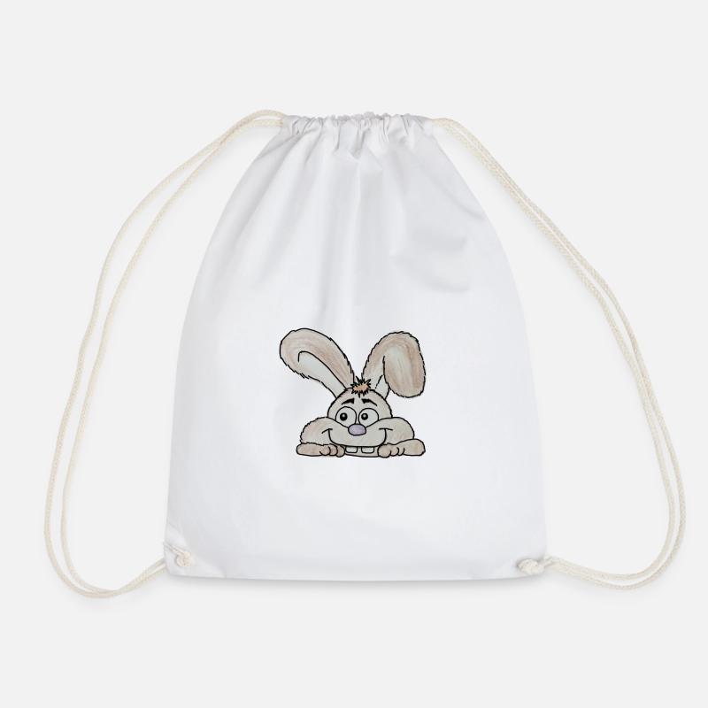 Grinning EasterBunny color - Drawstring Bag - white