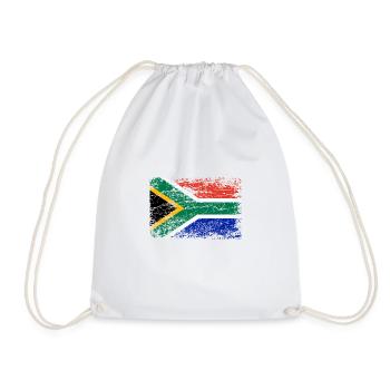 South Africa flag vintage used look Africa - Drawstring Bag - white - Front
