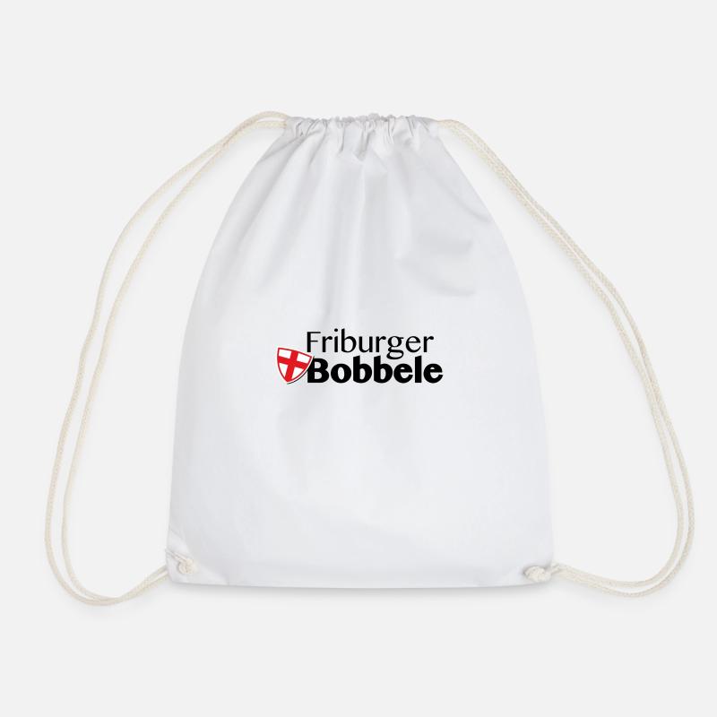 Friburger Bobbele Logo schwarze Schrift - Turnbeutel - Weiß