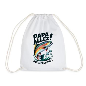 Papa allez! Nous pêchons ! Truite sautante - Sac de sport léger - blanc - Devant
