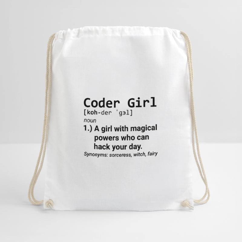 Coder Girl Definition Developer Programming Girl Drawstring Bag