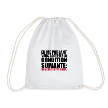 acceptez condition suivante: me faites pas chier - Sac de sport léger - blanc - Devant