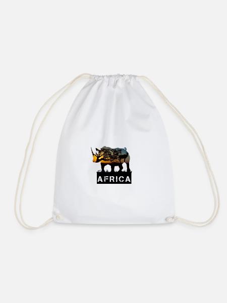 Africa Rhino - Drawstring Bag - white