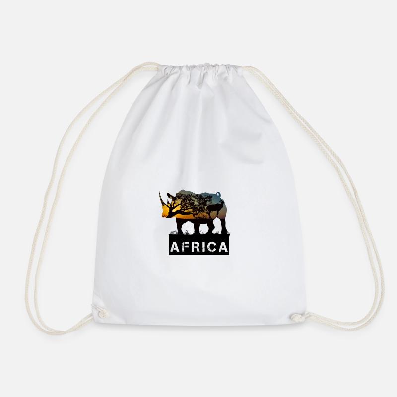 Africa Rhino - Drawstring Bag - white
