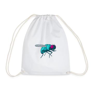 Fly housefly insect Muscidae - Drawstring Bag - white - Front