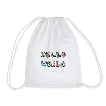 Hello World Hallo Welt bunter Spruch - Turnbeutel - Weiß - Vorne