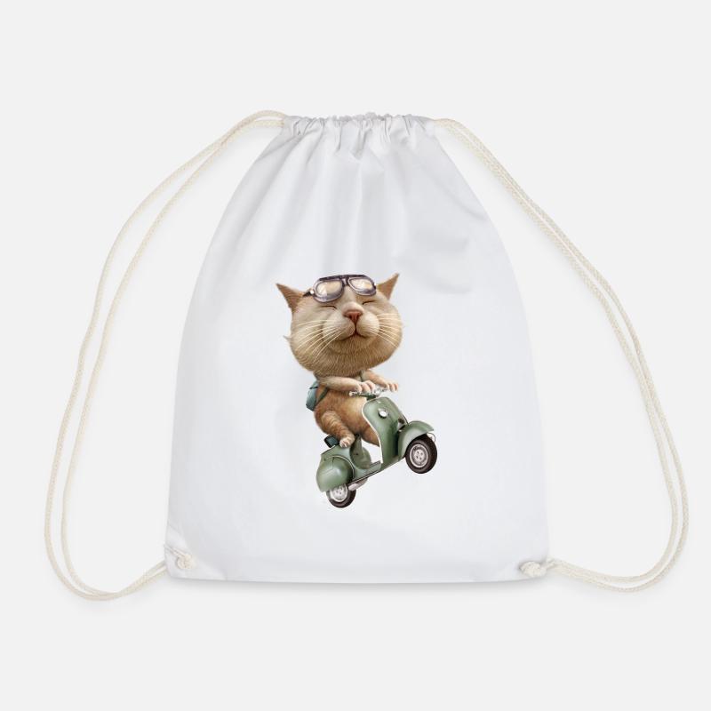 RUNAWAY CAT - Drawstring Bag - white