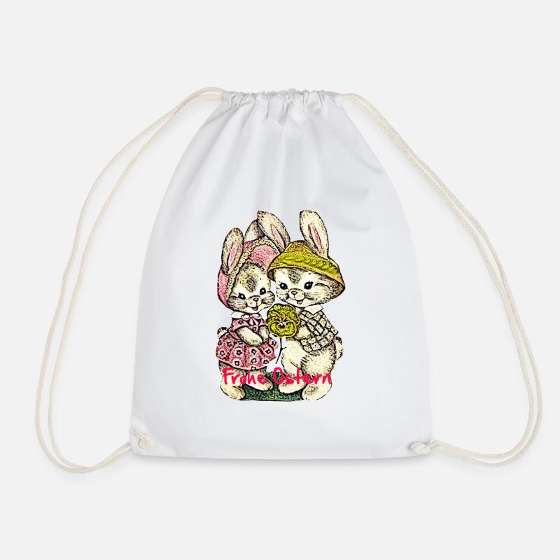 Easter, happy easter, easter bunny, happy easter, easter egg, - Drawstring Bag - white