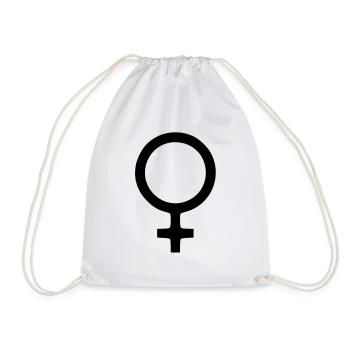 Venus female symbol woman logo icon - Drawstring Bag - white - Front