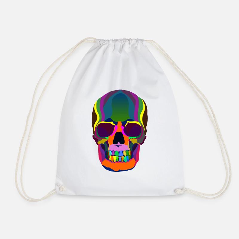 Rainbowskull, New - Drawstring Bag - white