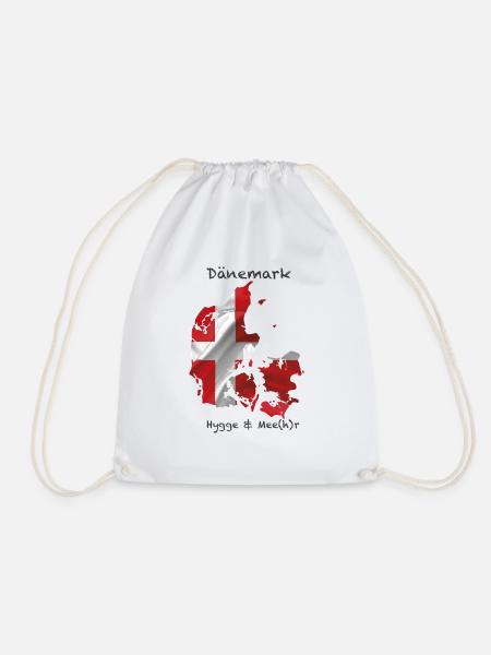 Dänemark Hygge & Mee(h)r Flagge Stoff - Turnbeutel - Weiß