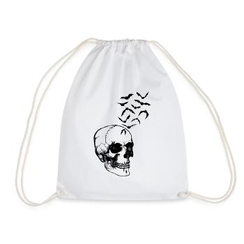 Skullhead with Bats combined Design - Drawstring Bag - white - Front