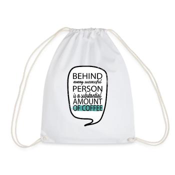 caffeine addicted happy morning coffeebean office - Drawstring Bag - white - Front