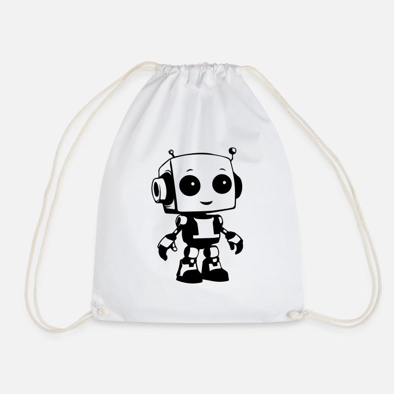 robot cute - Drawstring Bag - white