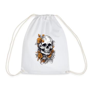 Totenkopf mit Blumen - Turnbeutel - Weiß - Vorne